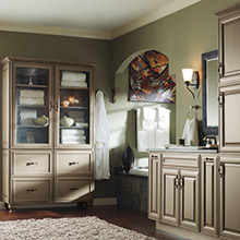 Davenport Maple Angora bathroom cabinets with timeless design elements