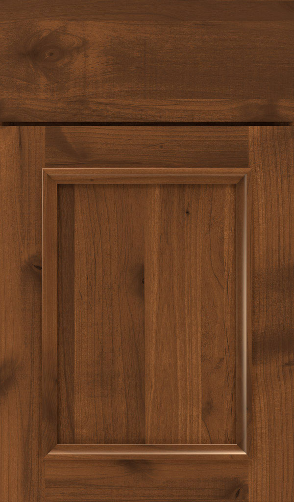 Haskins Rustic Alder recessed panel cabinet door in Suede